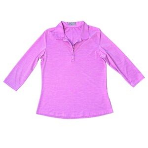 Perry Ellis Callaway Opti-Dri Pink Women’s Collared Quarter Sleeve Shirt, Medium